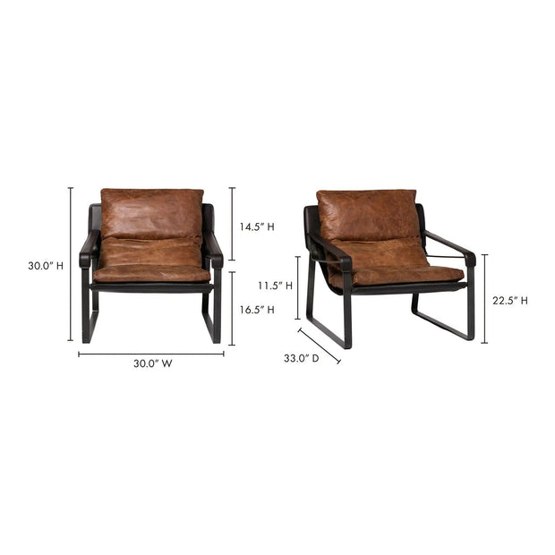 Moe's Home Collection Connor Cappuccino Leather Club Chair