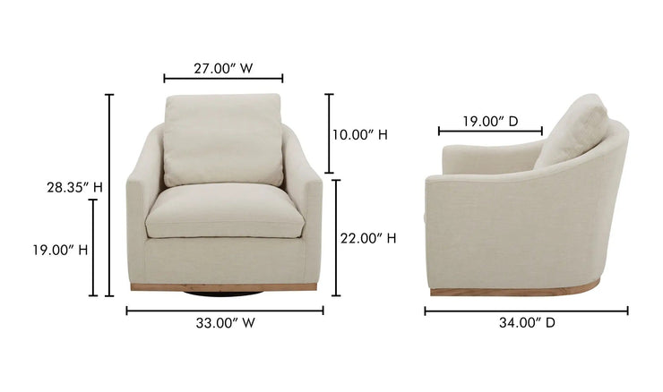 Moe's Home Collection Linden Soft Beige Swivel Chair