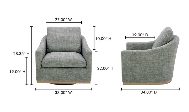 Moe's Home Collection Linden Slated Moss Swivel Chair