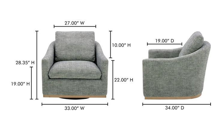 Moe's Home Collection Linden Slated Moss Swivel Chair