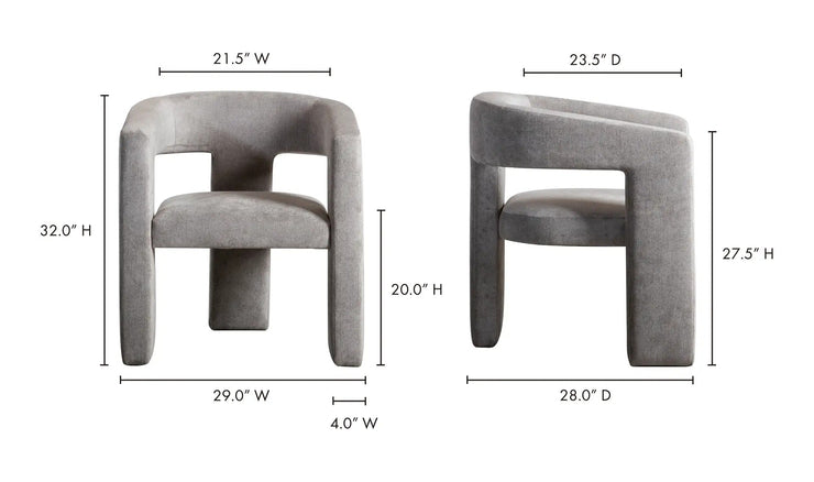Moe's Home Collection Elo Light Grey Chair