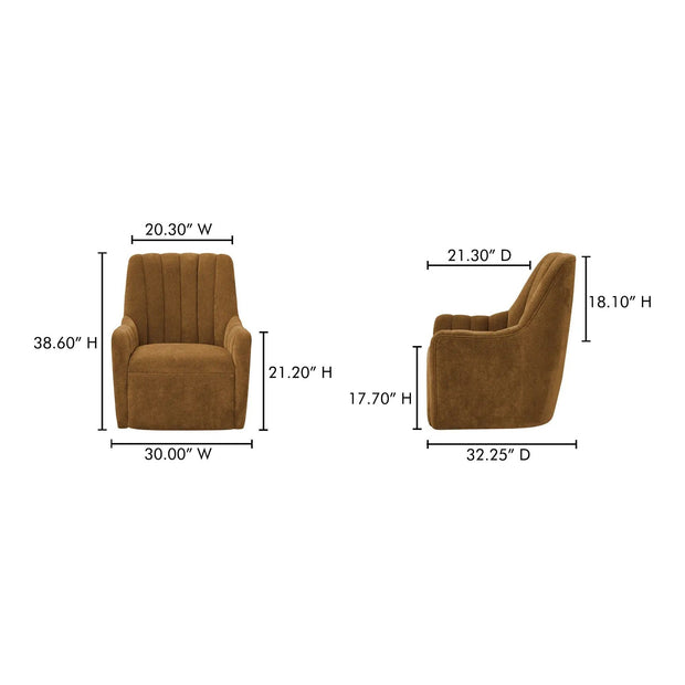 Moe's Home Collection Bowie Ochre Brown Swivel Chair