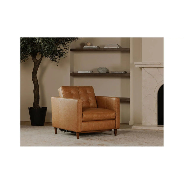 Moe's Home Collection Bridgers Tan Leather Power Recliner Chair