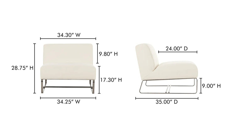 Moe's Home Collection Jules Off White Outdoor Accent Chair