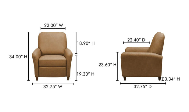 Moe's Home Collection Luna Tan Leather Recliner Chair