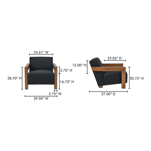 Moe's Home Collection Garnet Charcoal Lounge Chair