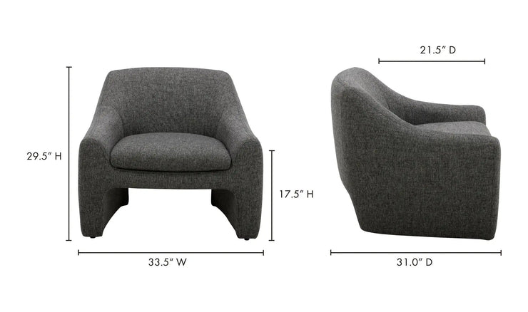 Moe's Home Collection Kenzie Shadowed Grey Accent Chair