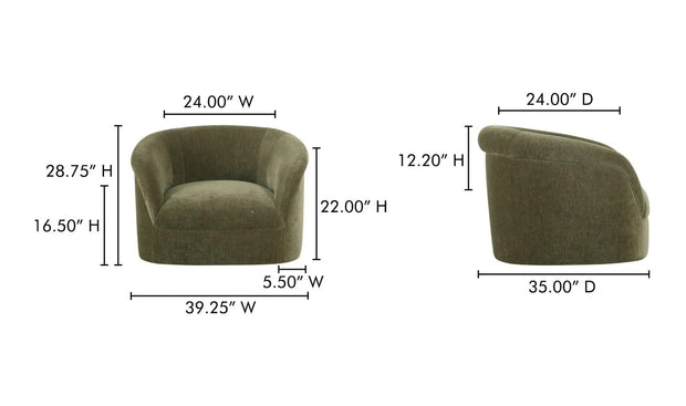Moe's Home Collection Thora Dark Green Lounge Chair