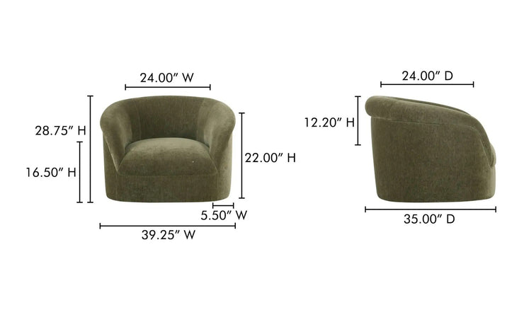 Moe's Home Collection Thora Dark Green Lounge Chair