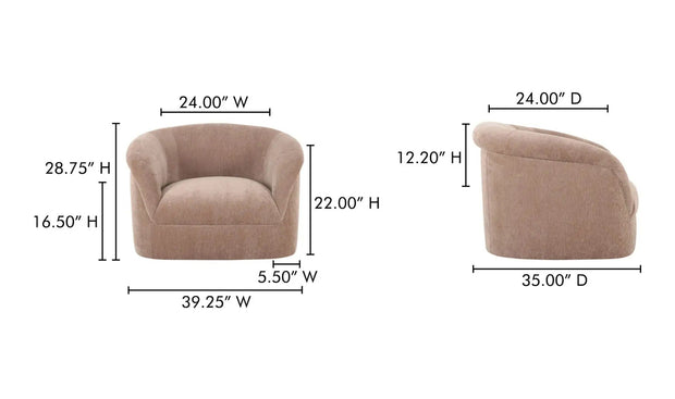 Moe's Home Collection Thora Blush Velvet Lounge Chair
