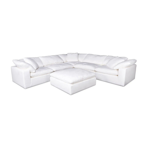 Moe’s Home Collection Clay Cream White Performance Fabric Ottoman
