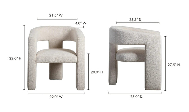 Moe's Home Collection Elo White Boucle Chair