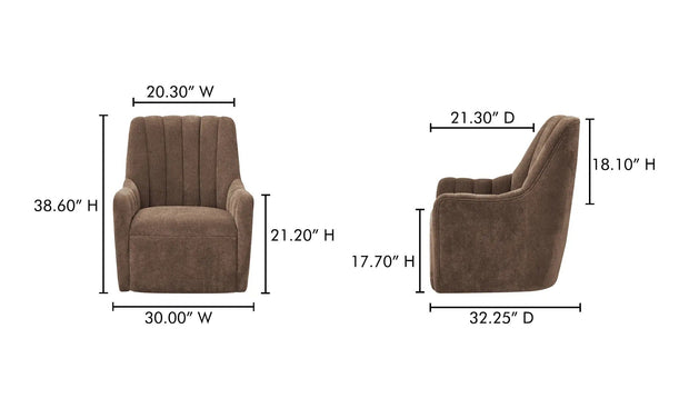 Moe's Home Collection Bowie Cool Brown Swivel Chair