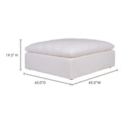 Moe’s Home Collection Clay Cream White Performance Fabric Ottoman