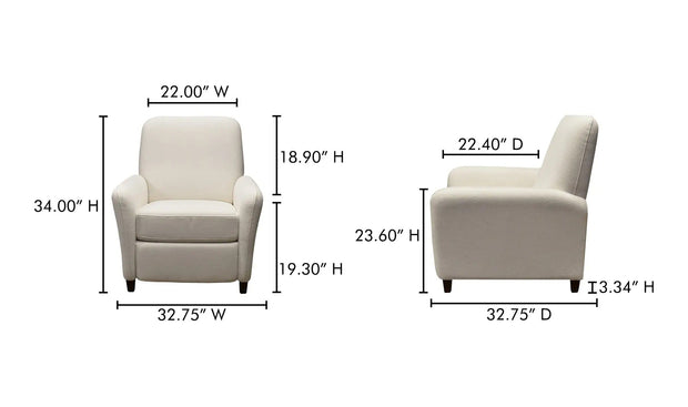 Moe's Home Collection Luna White Recliner Chair