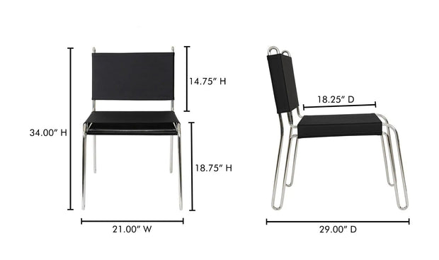 Moe's Home Collection Petra Black Leather Accent Chair