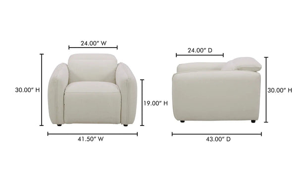 Moe's Home Collection Eli Warm White Power Recliner Chair