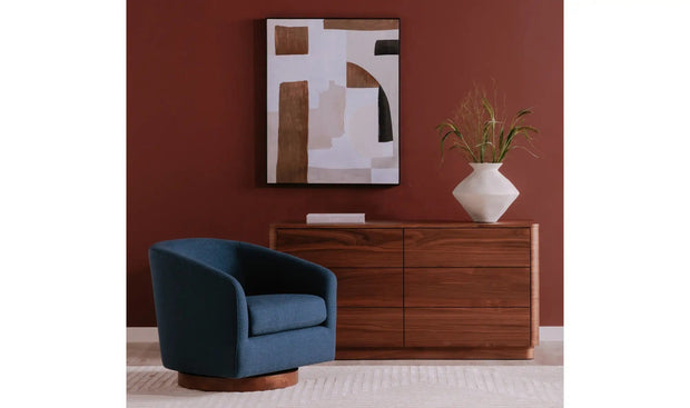 Moe's Home Collection Oscy Dark Atlantic Blue Swivel Chair