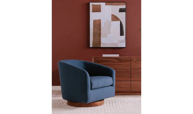 Moe's Home Collection Oscy Dark Atlantic Blue Swivel Chair