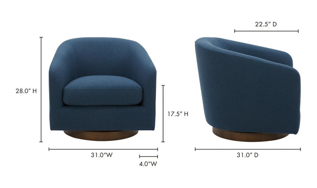 Moe's Home Collection Oscy Dark Atlantic Blue Swivel Chair
