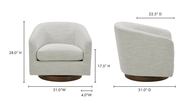 Moe's Home Collection Oscy White Swivel Chair
