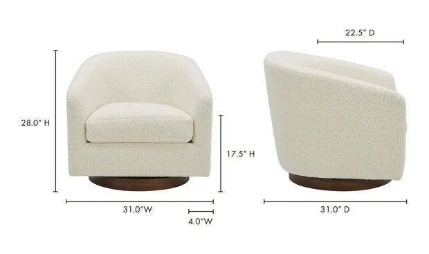 Moe's Home Collection Oscy White Faux Shearling Swivel Chair