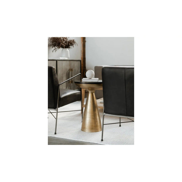 Moe's Home Collection Font Black Granite Top Brass Side Table