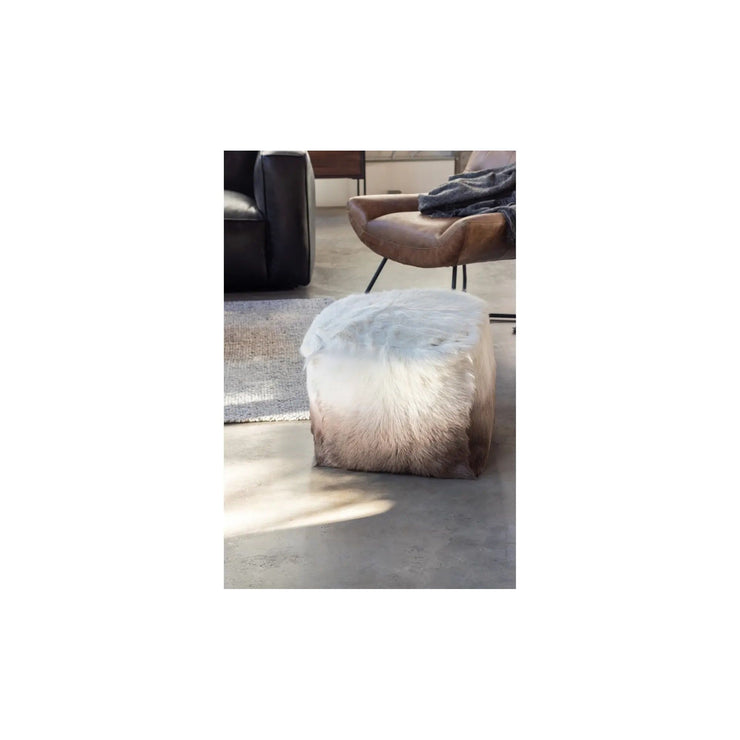 Moe’s Home Collection Goat Fur Pouf ~ Cappuccino Ombre