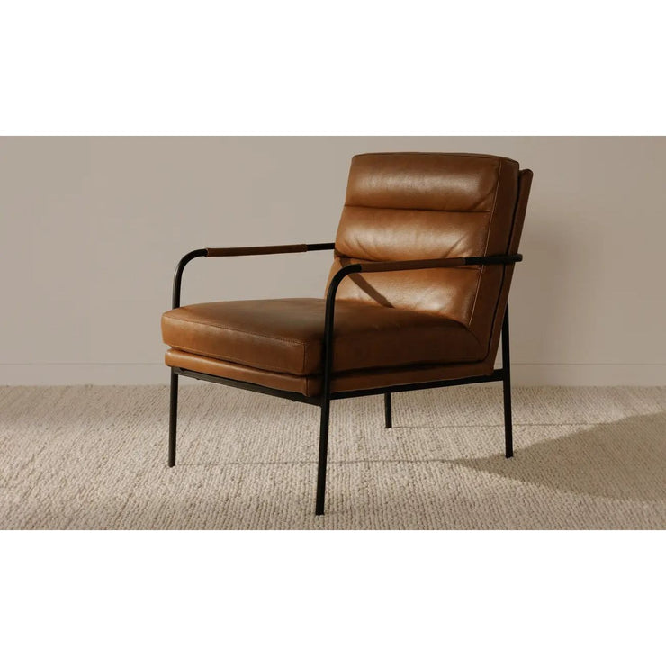 Moe's Home Collection Verlaine Chestnut Brown Leather Armchair