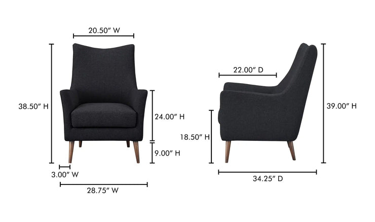 Moe's Home Collection Fisher Charcoal Armchair