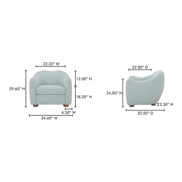 Moe's Home Collection Bria Light Blue Accent Chair