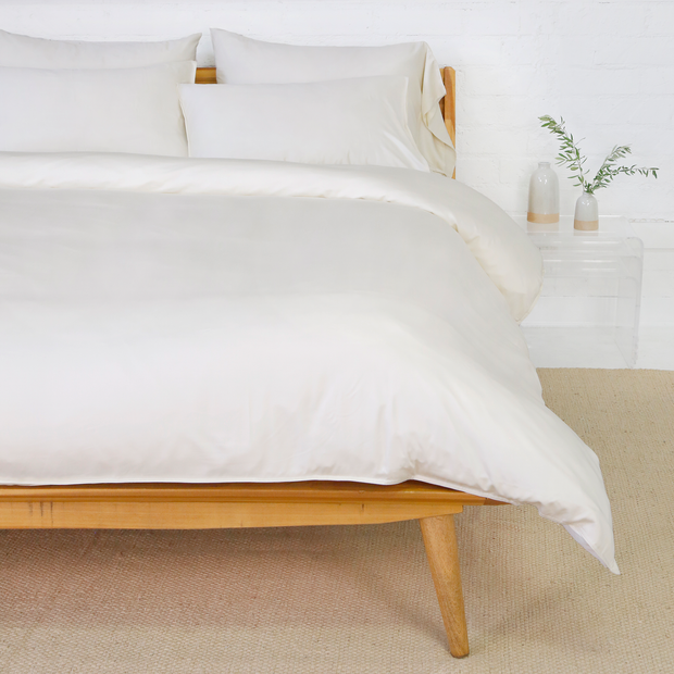 Pom Pom at Home Parker Ivory Bamboo Sateen Duvet Cover Set ~ Available in Tein, Queen and King Sizes
