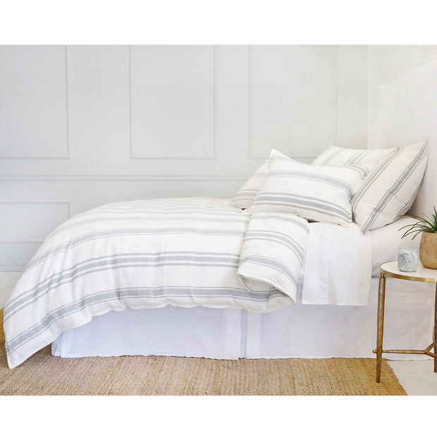 Pom Pom at Home Jackson Cream & Grey Striped Linen Duvet Cover and Pillow Shams ~ Available in Queen and King Sizes