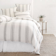 Pom Pom at Home Jackson Cream & Grey Striped Linen Duvet Cover and Pillow Shams ~ Available in Queen and King Sizes