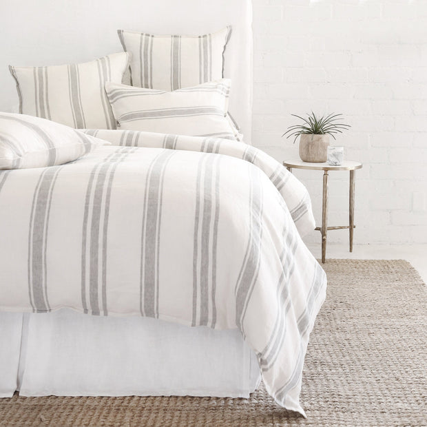 Pom Pom at Home Jackson Cream & Grey Striped Linen Duvet Cover and Pillow Shams ~ Available in Queen and King Sizes