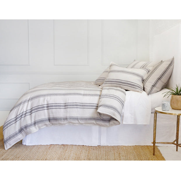 Pom Pom at Home Jackson Flax & Midnight Striped Linen Duvet Cover and Pillow Shams ~ Available in Queen and King Sizes