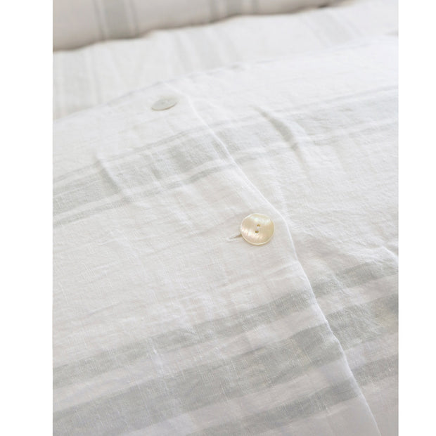 Pom Pom at Home Jackson White & Ocean Striped Linen Duvet Cover and Pillow Shams ~ Available in Queen and King Sizes