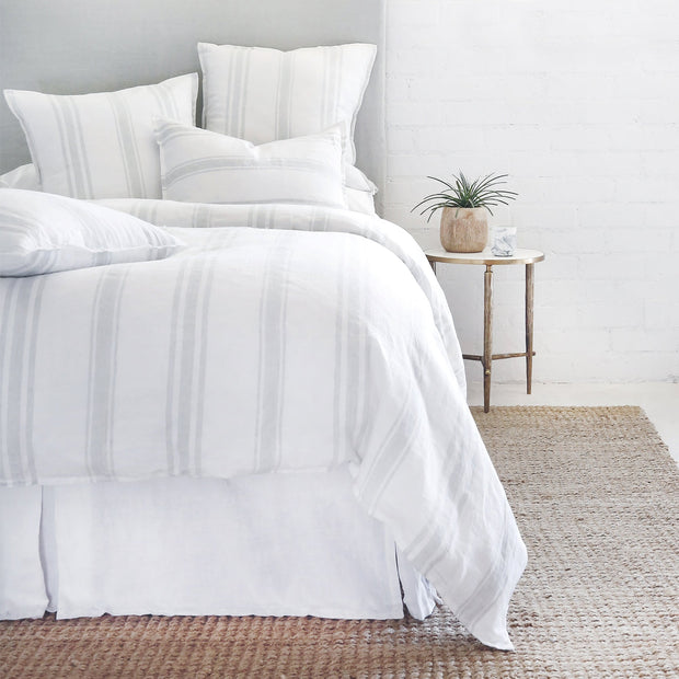Pom Pom at Home Jackson White & Ocean Striped Linen Duvet Cover and Pillow Shams ~ Available in Queen and King Sizes