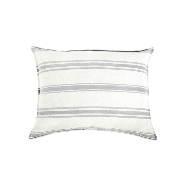 Pom Pom at Home Jackson Cream & Grey Striped Linen Duvet Cover and Pillow Shams ~ Available in Queen and King Sizes