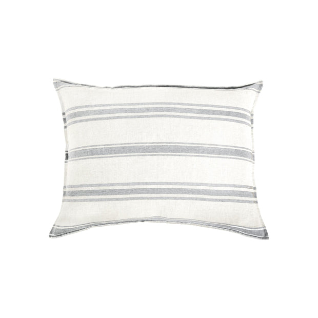 Pom Pom at Home Jackson Cream & Grey Striped Linen Duvet Cover and Pillow Shams ~ Available in Queen and King Sizes