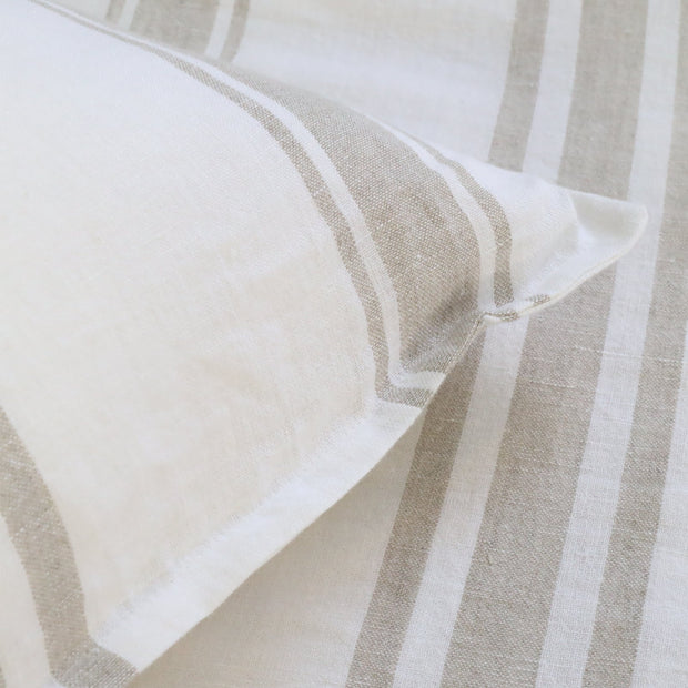 Pom Pom at Home Jackson White & Natural Striped Linen Duvet Cover & Pillow Shams ~ Available in Queen and King Sizes
