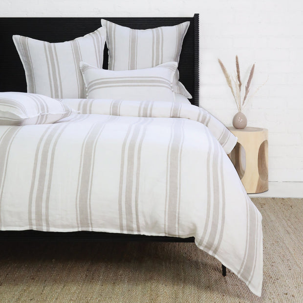 Pom Pom at Home Jackson White & Natural Striped Linen Duvet Cover & Pillow Shams ~ Available in Queen and King Sizes