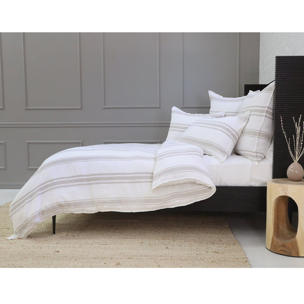 Pom Pom at Home Jackson White & Natural Striped Linen Duvet Cover & Pillow Shams ~ Available in Queen and King Sizes