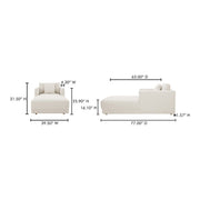Moe’e Home Collection Bryn Oyster Boucle Velvet Chaise