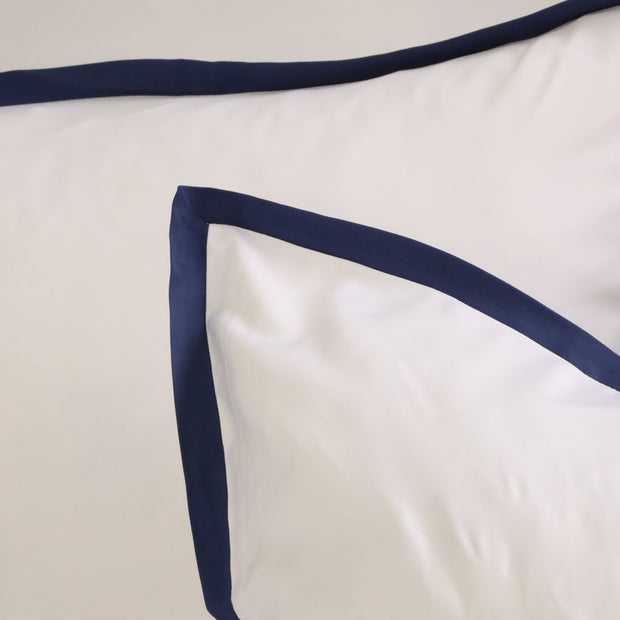 Pom Pom at Home Langston Bamboo Sateen Duvet Cover Set ~ Navy Flange ~ Available in Twin, Queen and King Sizes