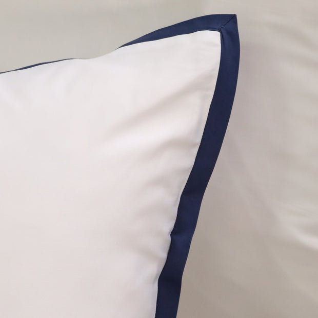 Pom Pom at Home Langston Bamboo Sateen Duvet Cover Set ~ Navy Flange ~ Available in Twin, Queen and King Sizes