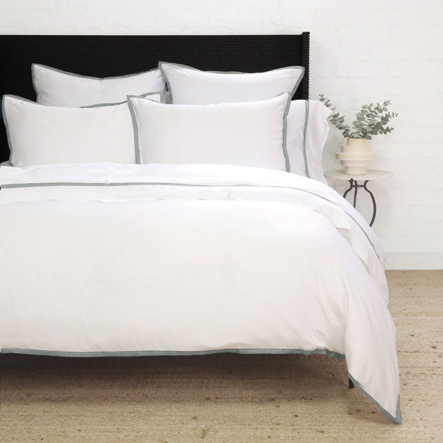 Pom Pom at Home Langston Bamboo Sateen Duvet Cover Set ~ Ocean Flange ~ Available in Twin, Queen and King Sizes