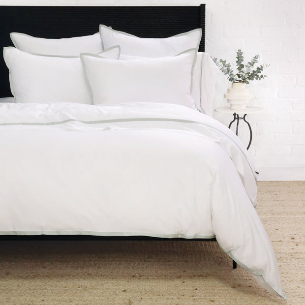 Pom Pom at Home Langston Bamboo Sateen Duvet Cover Set ~ Sea Glass Flange ~ Available in Twin, Queen and King Sizes