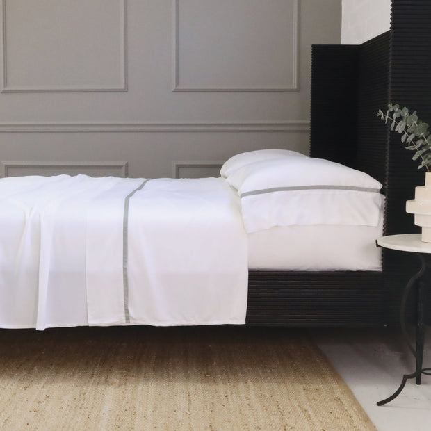 Pom Pom at Home Langston Bamboo Sateen Sheet Set ~ Ocean Flange ~ Available in Twin, Queen and King Sizes