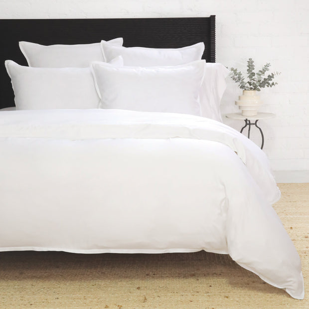 Pom Pom at Home Langston Bamboo Sateen Duvet Cover Set ~ White Flange ~ Available in Twin, Queen and King Sizes